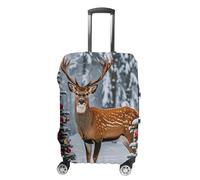 JTKBNVM Cow Deer Trees Christmas Luggage Covers Tsa Approved Suitcase Cover Elastic Washable Luggage Sleeve Carry on Cover Protector Anti-Scratch Suitcase Protector Fits 19-30 Inch Case, white, Small