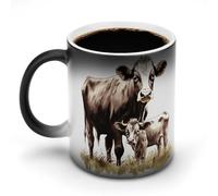 JTKBNVM Cow Painting Color Changing Coffee Mug 11oz Magic Ceramic Cup with Heat Sensitive Design Novelty Black to White Transformation Mug for Halloween Christmas Gifts Women Men