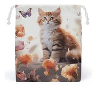 JTKBNVM Cute Kitten Butterfly Muslin Bags Cotton Drawstring Bags Drawstring Gift Bags Canvas Christmas Bags Cloth Gift Bags Drawstring Pouch Jewelry Pouches Drawstring Bags 1 Pc, Style, 1 Count (Pack
