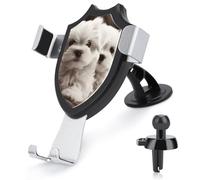 JTKBNVM Cute Maltese Puppy Car Phone Mount 3-in-1 Universal Air Vent/Dashboard/Windshield Holder with 360° Rotatable Cell Phone Stand Head Quick One Touch Release for 4.0-6.0 Inch Smartphones