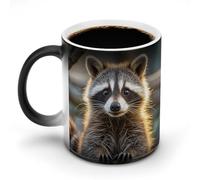 JTKBNVM Cute Raccoon Color Changing Coffee Mug 11oz Magic Ceramic Cup with Heat Sensitive Design Novelty Black to White Transformation Mug for Halloween Christmas Gifts Women Men