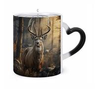 JTKBNVM Deer Hunting Season Color Changing Coffee Mug 11oz Magic Ceramic Cup with Heat Sensitive Design Novelty Black to White Transformation Mug for Halloween Christmas Gifts Women Men