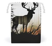 JTKBNVM Deer Silhouette Muslin Bags Cotton Drawstring Bags Drawstring Gift Bags Canvas Christmas Bags Cloth Gift Bags Drawstring Pouch Jewelry Pouches Drawstring Bags 1 Pc, Style, 1 Count (Pack of 1)