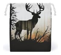 JTKBNVM Deer Silhouette Muslin Bags Cotton Drawstring Bags Drawstring Gift Bags Canvas Christmas Bags Cloth Gift Bags Drawstring Pouch Jewelry Pouches Drawstring Bags 1 Pc