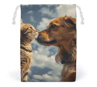 JTKBNVM Dog And Cat Face to Face Muslin Bags Cotton Drawstring Bags Drawstring Gift Bags Canvas Christmas Bags Cloth Gift Bags Drawstring Pouch Jewelry Pouches Drawstring Bags 1 Pc, Style, 1 Count