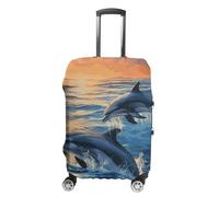 JTKBNVM Dolphins in The Sea Luggage Covers Tsa Approved Suitcase Cover Elastic Washable Luggage Sleeve Carry on Cover Protector Anti-Scratch Suitcase Protector Fits 19-30 Inch Case, white, M