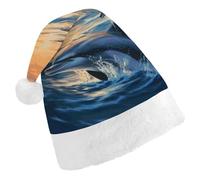 JTKBNVM Dolphins in The Sea Santa Hat Christmas Hats with Comfort Lining & Plush Brim Xmas Hat Cap for Holiday Festive Party Favors