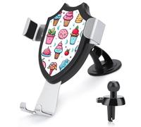 JTKBNVM Doodle Ice Cream Car Phone Mount 3-in-1 Universal Air Vent/Dashboard/Windshield Holder with 360° Rotatable Cell Phone Stand Head Quick One Touch Release for 4.0-6.0 Inch Smartphones