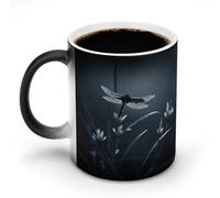 JTKBNVM Dragonfly Silhouette Color Changing Coffee Mug 11oz Magic Ceramic Cup with Heat Sensitive Design Novelty Black to White Transformation Mug for Halloween Christmas Gifts Women Men