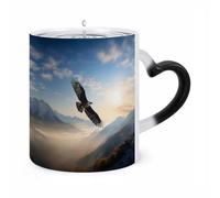 JTKBNVM Eagle Mountains Color Changing Coffee Mug 11oz Magic Ceramic Cup with Heat Sensitive Design Novelty Black to White Transformation Mug for Halloween Christmas Gifts Women Men