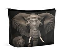 JTKBNVM Elephant Black Makeup Bag for Women Waterproof Cosmetic Bag Portable Travel Toiletry Bag Storage Bag Large Makeup Pouch Handheld Makeup Bag for Work, style, One Size