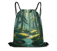 JTKBNVM Enchanted Wilderness Fantasy Drawstring Backpack 420D Oxford Waterproof Sport Gym Bag Cinch Sack for Basketball Yoga Beach