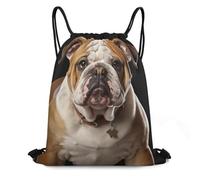 JTKBNVM English Bulldog Drawstring Backpack 420D Oxford Waterproof Sport Gym Bag Cinch Sack for Basketball Yoga Beach