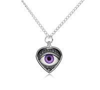 JTKBNVM Evil Eye Pet Cremation Jewelry for Ashes Waterproof Urn Necklace with Filling Kit Heart Pendant Ash Necklace Memorial Keepsake Jewelry Custom Sympathy Gift for Dog Cat Human Ashes