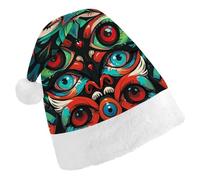 JTKBNVM Evil Eyes Santa Hat Christmas Hats with Comfort Lining & Plush Brim Xmas Hat Cap for Holiday Festive Party Favors