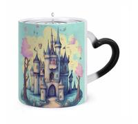 JTKBNVM Fairytale Castle Color Changing Coffee Mug 11oz Magic Ceramic Cup with Heat Sensitive Design Novelty Black to White Transformation Mug for Halloween Christmas Gifts Women Men