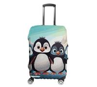JTKBNVM Five Cute Penguins Luggage Covers Tsa Approved Suitcase Cover Elastic Washable Luggage Sleeve Carry on Cover Protector Anti-Scratch Suitcase Protector Fits 19-30 Inch Case, white, Small