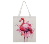 JTKBNVM Flamingo Watercolor Canvas Tote Bag with Handles Reversible Reusable Grocery Bags Foldable Carry on Tote Purse Casual Everyday Shoulder Handbag for Shopping Work Beach Market