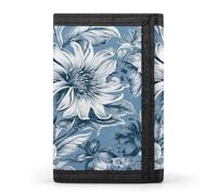 JTKBNVM Floral Blue And White Trifold Wallet Trifold Wallets for Men Women Slim Wallet Mens Wallet Trifold Front Pocket Wallet | Versatile Wallets with 8 Credit Card Holder, style, One Size
