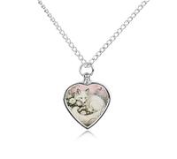 JTKBNVM Fox Camellia Cluster Pet Cremation Jewelry for Ashes Waterproof Urn Necklace with Filling Kit Heart Pendant Ash Necklace Memorial Keepsake Jewelry Custom Sympathy Gift for Dog Cat Human Ashes