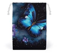 JTKBNVM Galaxy Blue Butterfly Muslin Bags Cotton Drawstring Bags Drawstring Gift Bags Canvas Christmas Bags Cloth Gift Bags Drawstring Pouch Jewelry Pouches Drawstring Bags 1 Pc, Style, 1 Count (Pack