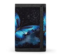 JTKBNVM Galaxy Blue Butterfly Trifold Wallet Trifold Wallets for Men Women Slim Wallet Mens Wallet Trifold Front Pocket Wallet | Versatile Wallets with 8 Credit Card Holder, style, One Size