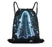 JTKBNVM Glitch Ghost Drawstring Backpack 420D Oxford Waterproof Sport Gym Bag Cinch Sack for Basketball Yoga Beach