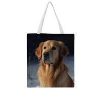 JTKBNVM Golden Retriever Canvas Tote Bag with Handles Reversible Reusable Grocery Bags Foldable Carry on Tote Purse Casual Everyday Shoulder Handbag for Shopping Work Beach Market