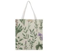 JTKBNVM Green Flower Herb Sage Leaves Canvas Tote Bag with Handles Reversible Reusable Grocery Bags Foldable Carry on Tote Purse Casual Everyday Shoulder Handbag for Shopping Work Beach Market