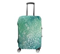 JTKBNVM Green Sea Blue Seaweed Luggage Covers Tsa Approved Suitcase Cover Elastic Washable Luggage Sleeve Carry on Cover Protector Anti-Scratch Suitcase Protector Fits 19-30 Inch Case, white, XL