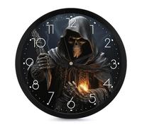 JTKBNVM Grim Reaper Wall Clocks Battery Operated 10 Inch Round Digital Silent Wall Clock Non-Ticking Easy to Read Clocks for Living Room Bathroom Kitchen Classroom Bedroom Office-White
