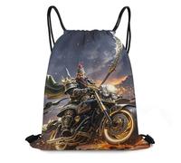 JTKBNVM Guan Yu Rides A Motorcycle Drawstring Backpack 420D Oxford Waterproof Sport Gym Bag Cinch Sack for Basketball Yoga Beach