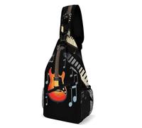 JTKBNVM Guitar Piano Pattern Crossbody Sling Bag for Men Hiking Backpack Travel Chest Bag Man Purse Shoulder Bags Daypack