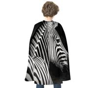 JTKBNVM Halloween Black & White Zebra Cloak Adults Reversible Blue & Red Medieval Cape for Cosplay Party Costume Dress Up