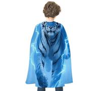 JTKBNVM Halloween Blue Lightning Tiger Cloak Adults Reversible Blue & Red Medieval Cape for Cosplay Party Costume Dress Up