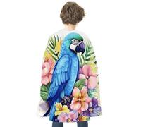 JTKBNVM Halloween Blue Parrot In Flowers Cloak Adults Reversible Blue & Red Medieval Cape for Cosplay Party Costume Dress Up