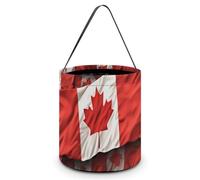 JTKBNVM Halloween Candy Bucket Treat Tote Bags with Handles Reusable Canadian Flag Goody Bucket for Holiday Birthday Party Favor Supplies Collapsible Snack Goodie Basket Bags Gift Bag Decor