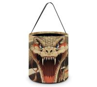JTKBNVM Halloween Candy Bucket Treat Tote Bags with Handles Reusable Snake Open Mouth Goody Bucket for Holiday Birthday Party Favor Supplies Collapsible Snack Goodie Basket Bags Gift Bag Decor