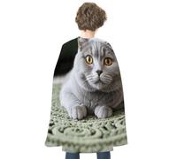JTKBNVM Halloween Cat on Carpet Cloak Adults Reversible Blue & Red Medieval Cape for Cosplay Party Costume Dress Up