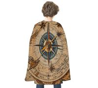 JTKBNVM Halloween Compass And Old World Map Cloak Adults Reversible Blue & Red Medieval Cape for Cosplay Party Costume Dress Up