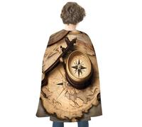 JTKBNVM Halloween Compass And Old World Map Cloak Adults Reversible Blue & Red Medieval Cape for Cosplay Party Costume Dress Up