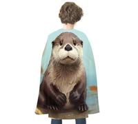 JTKBNVM Halloween Cute Otter Cloak Adults Reversible Blue & Red Medieval Cape for Cosplay Party Costume Dress Up