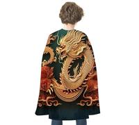 JTKBNVM Halloween Dragon Chinese Cloak Adults Reversible Blue & Red Medieval Cape for Cosplay Party Costume Dress Up
