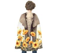 JTKBNVM Halloween Elephant And Sunflower Cloak Adults Reversible Blue & Red Medieval Cape for Cosplay Party Costume Dress Up