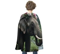 JTKBNVM Halloween Flower Elephant Cloak Adults Reversible Blue & Red Medieval Cape for Cosplay Party Costume Dress Up