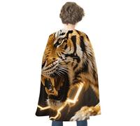 JTKBNVM Halloween Gold Lightning Tiger Cloak Adults Reversible Blue & Red Medieval Cape for Cosplay Party Costume Dress Up