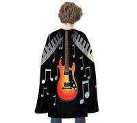 JTKBNVM Halloween Guitar Piano Pattern Cloak Adults Reversible Blue & Red Medieval Cape for Cosplay Party Costume Dress Up