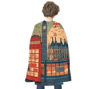 JTKBNVM Halloween I Like London Cloak Adults Reversible Blue & Red Medieval Cape for Cosplay Party Costume Dress Up
