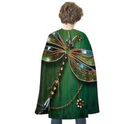 JTKBNVM Halloween Jewel Dragonfly Cloak Adults Reversible Blue & Red Medieval Cape for Cosplay Party Costume Dress Up