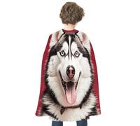 JTKBNVM Halloween Lovely Husky Cloak Adults Reversible Blue & Red Medieval Cape for Cosplay Party Costume Dress Up